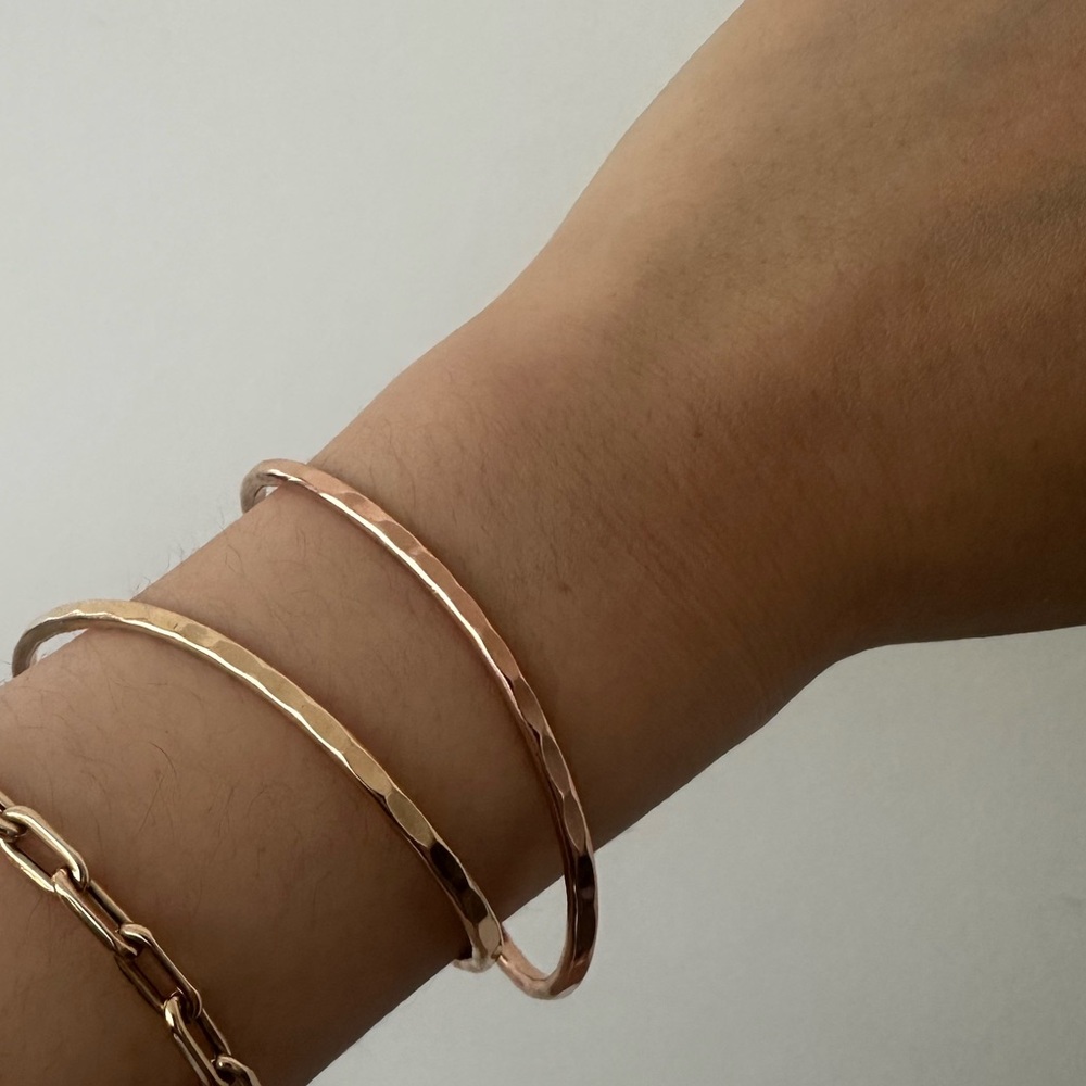 David Smallcombe Thin Hammered Bracelets - Set of 2
